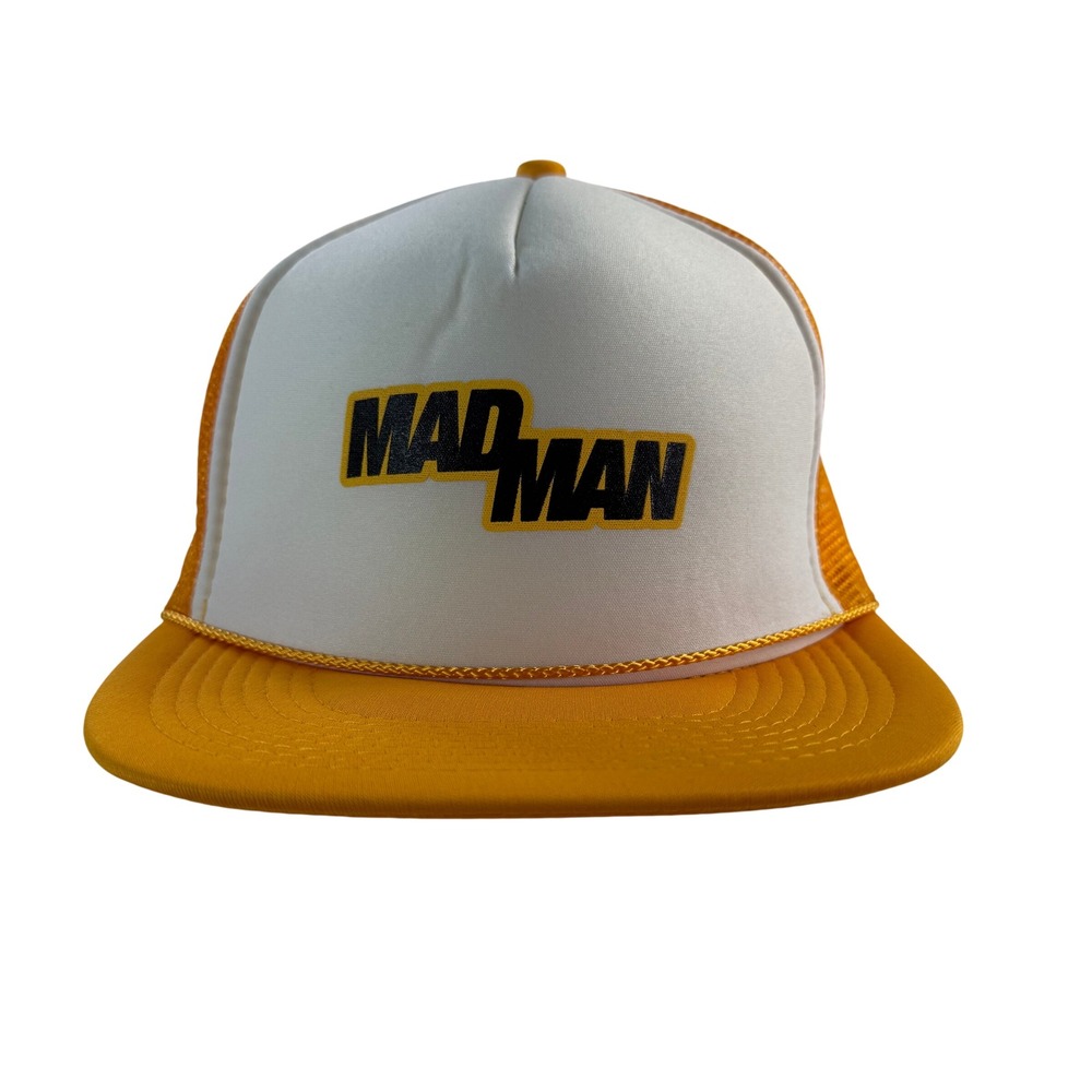 Madman Trucker Hat Orange White Foam Front Snapback Mesh Back Flat Brim Cap